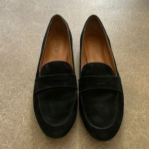 Black suede loafers